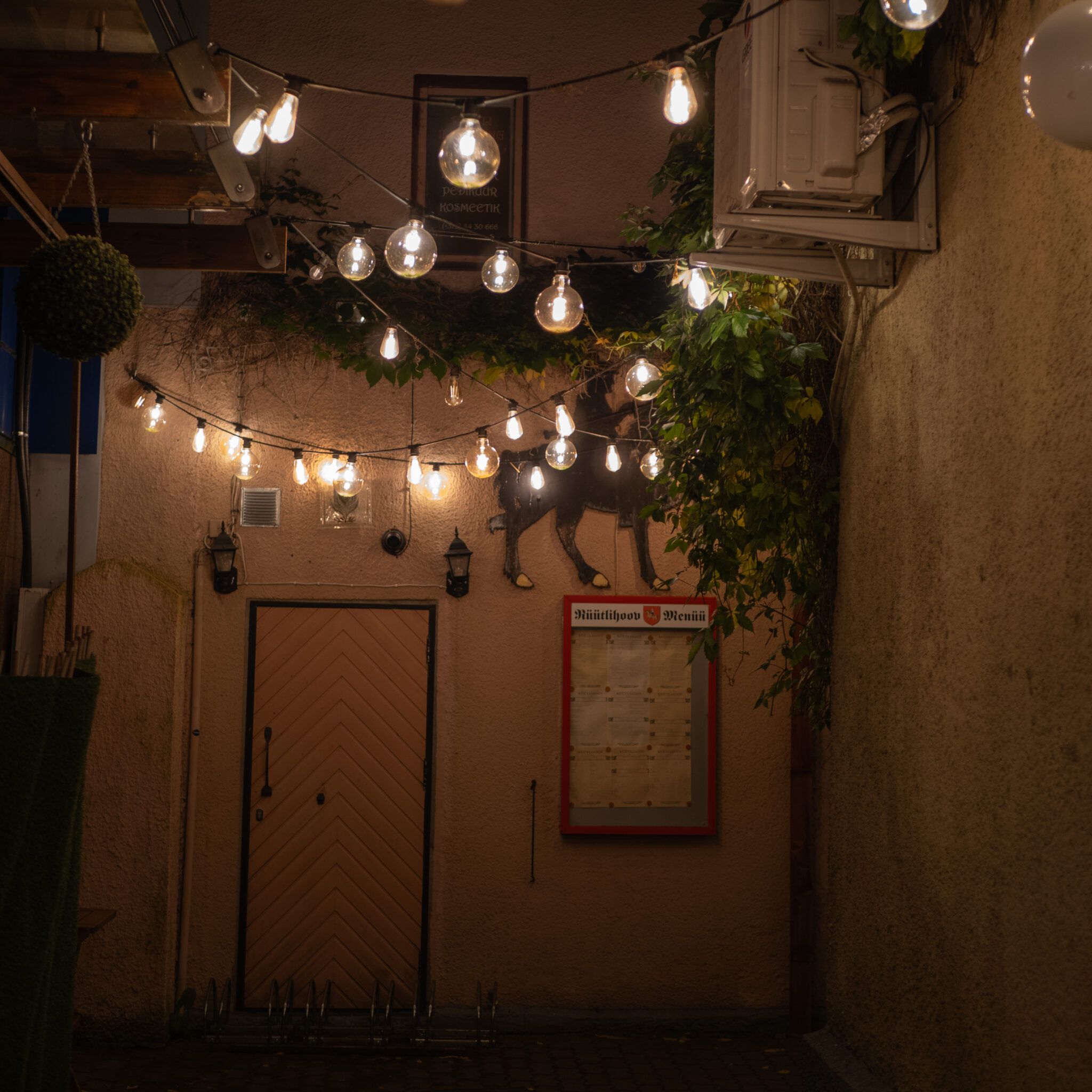 Hubane hämar allee tulukeste ja menüüga.