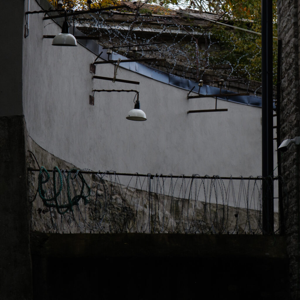 Trepp okastraadi ja lambiga.